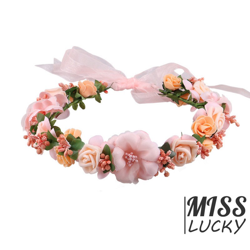 Vòng hoa giả đội đầu thiết kế tinh tế thanh lịch dành cho nữ