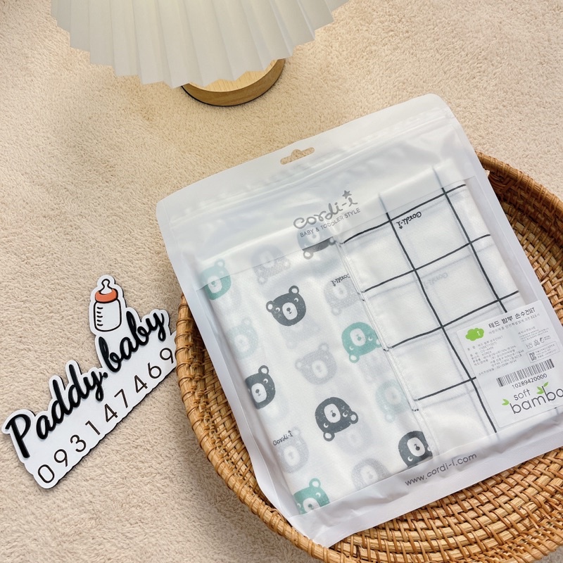Set 10 khăn sữa sợi tre cao cấp Cordi Hàn Quốc mềm mại cho bé