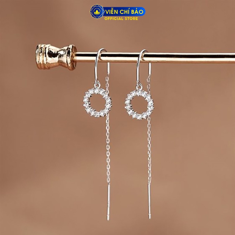 Bông tai bạc nữ Circle Heaven trắng chất liệu bạc 925 thời trang phụ kiện trang sức nữ Viễn Chí Bảo B000210x