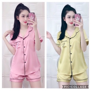 Bộ lụa satin đùi mặc nhà cao cấp có size từ 40-75kg