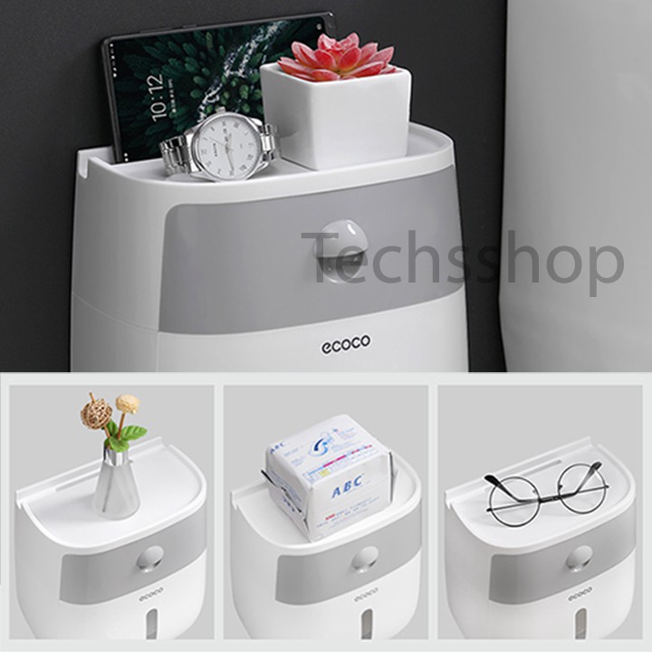 Hộp Đựng Giấy Vệ Sinh 2 Tầng Ecoco E1804 Trong Nhà Tắm - Hộp Giấy Toilet Loại Lớn