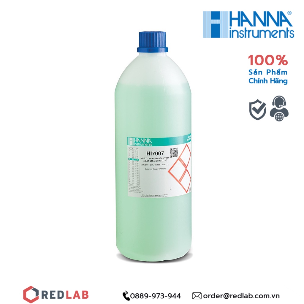 Dung dịch hiệu chuẩn pH 4.01, 7.01, 10.01 Hanna HI7004/1L, HI7007/1L, HI7010/1L