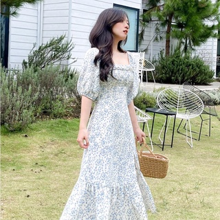 Đầm HEINA-  đầm dài smocking tay lửng