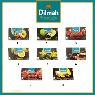 Trà dilmah túi lọc hộp 30g 20 gói vị Đào/Dâu/Bạc hà/Chanh/Táo/Mâm xôi/Bá tước/Gừng mật ong làm từ trà xanh giải độc gan