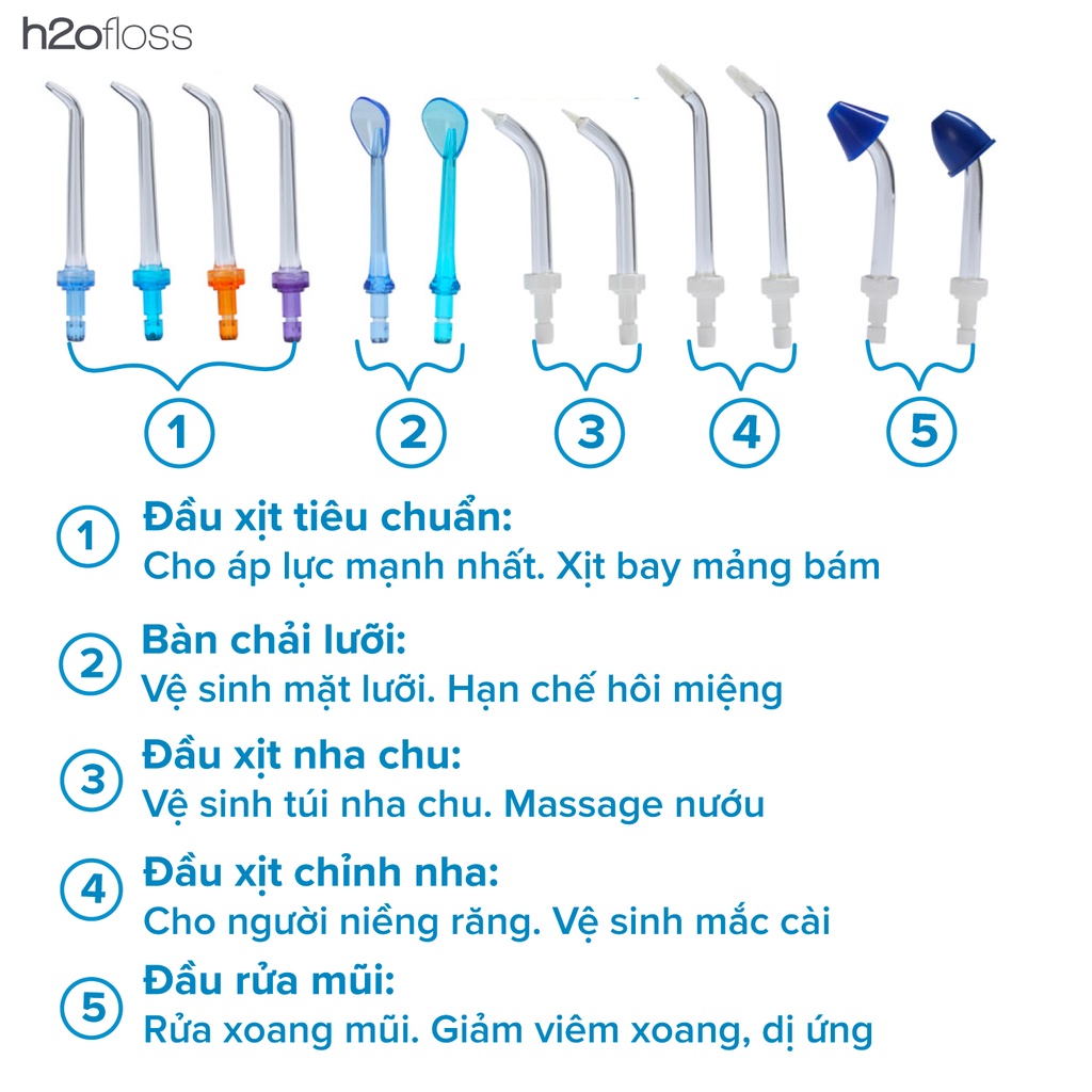 Máy tăm nước gia đình H2OFLOSS HF9 nhập khẩu chính hãng, tặng 12 đầu tăm - Đổi mới 12 tháng