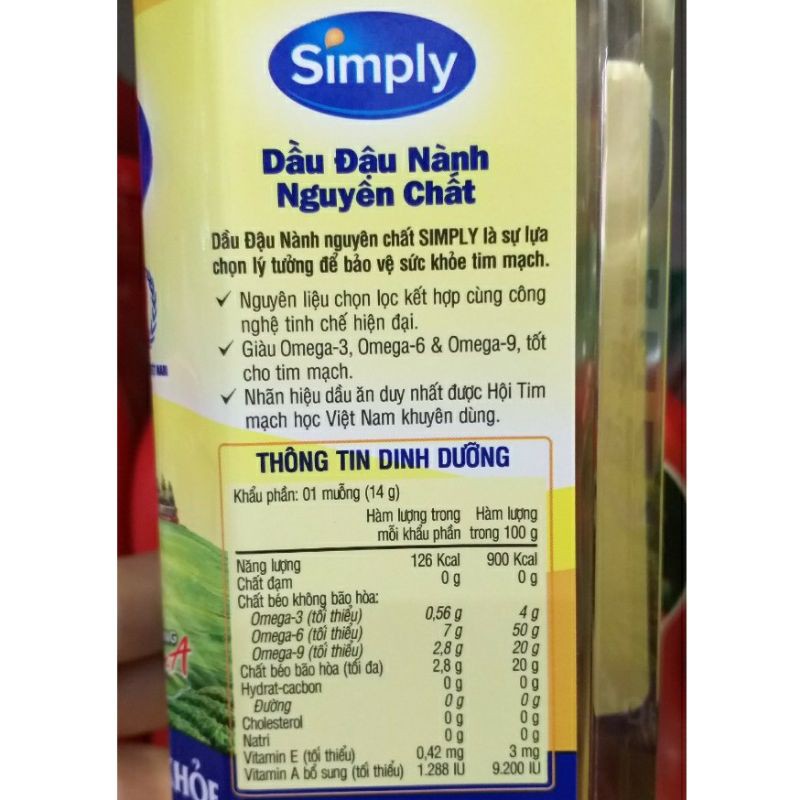 Dầu simply đậu nành 1l