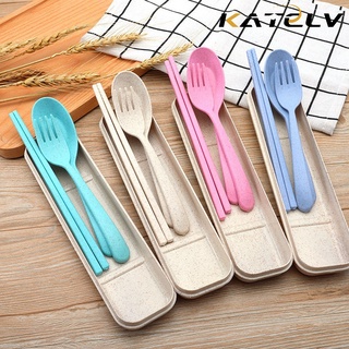 KATELV Set 3 dụng cụ bàn ăn chất liệu sợi lúa mạch thân thiện với môi trường