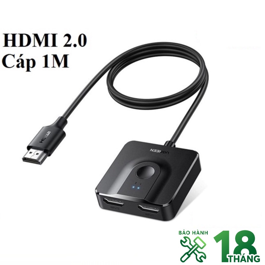 Bộ Gộp HDMI 2 Vào 1 Và Chia HDMI 1 Ra 2 tốc độ 2.0 4K@60Hz Ugreen 70607 - Hàng Chính Hãng