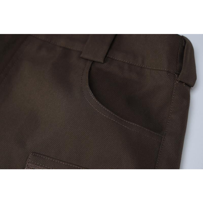 Quần Dài Lưng Cao Dáng Rộng Phối Túi Phong Cách Hồng Kông Cá Tính Cho Nữ