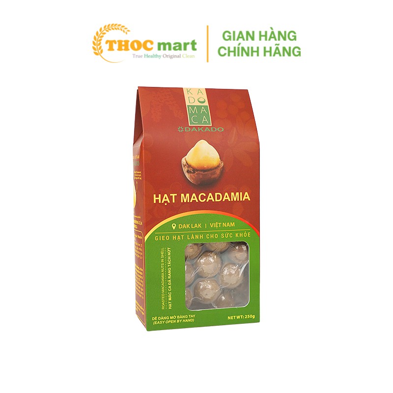 Hạt Macca rang nứt vỏ Dakado 100% tự nhiên của Dak Lak hộp giấy 250g