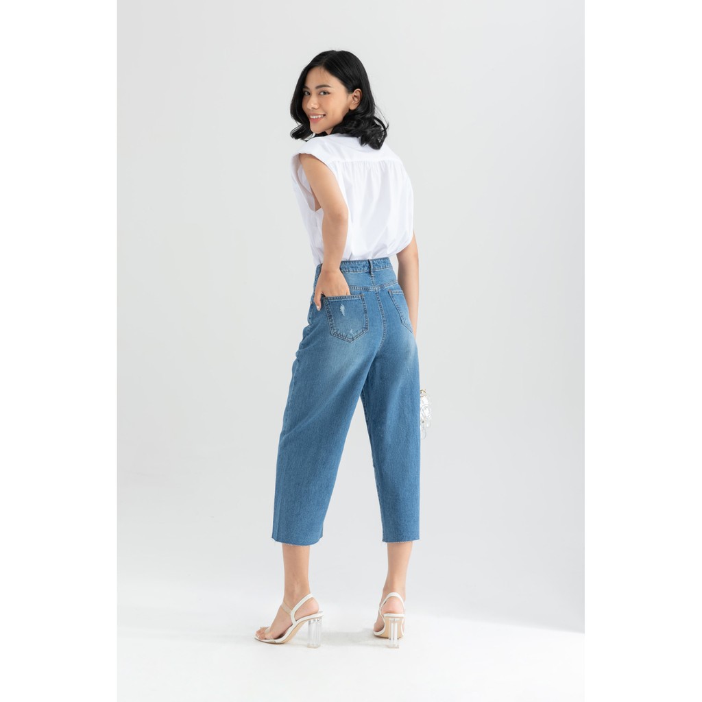 [NHẬP WABRTL5 GIẢM 10% TỐI ĐA 50K ĐH 250K ]Quần Jeans nữ dáng culottes IVY moda MS 24B8028