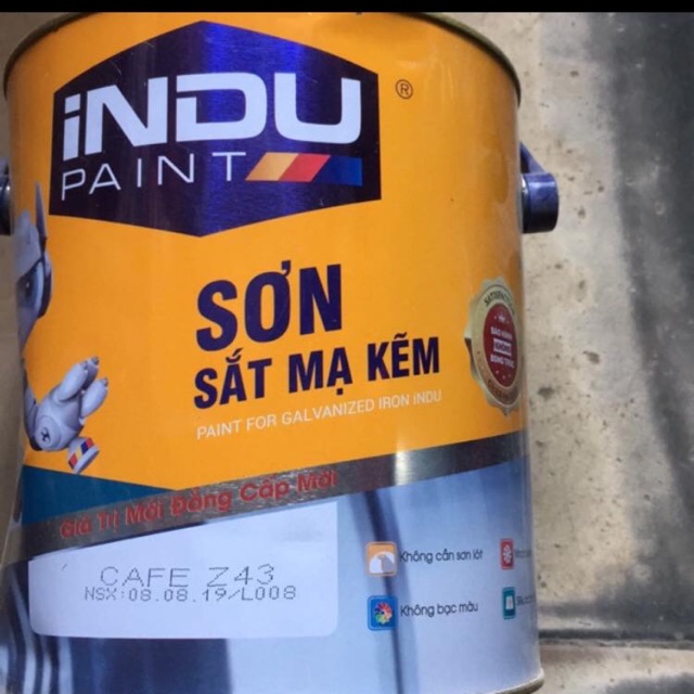 Sơn mạ kẽm cao cấp INDU PAINT 3kg dòng Sơn đặc ( bảo hành không bóng tróc )