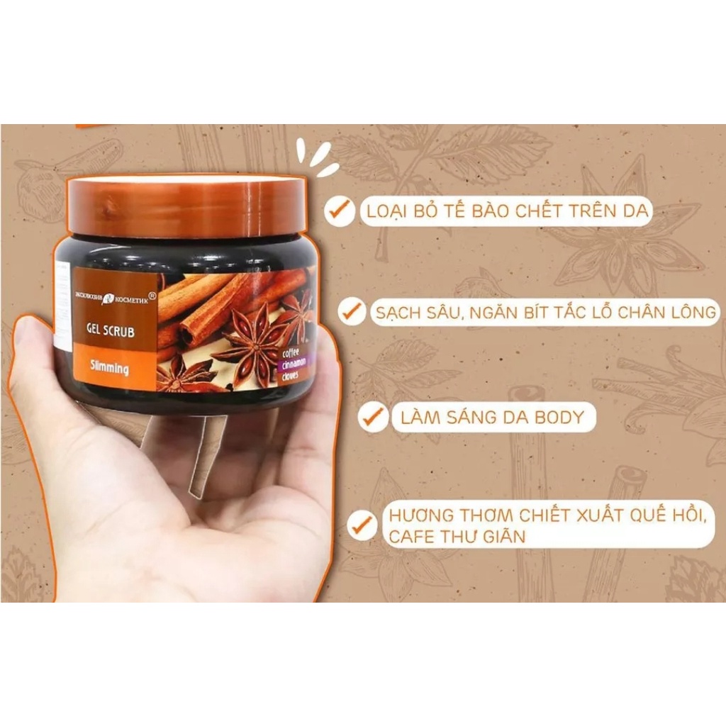 Tẩy Tế Bào Chết Toàn Thân Chiết Xuất Quế Hồi & Cafe Exclusive Belarus 380g