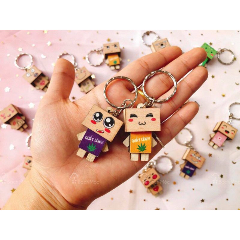 Móc khoá gỗ danbo mặt đáng yêu - Made in Việt Nam