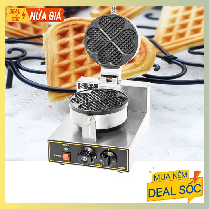 Máy Làm Bánh Waffle , Bánh Tổ Ong Công Nghiệp Khuôn Trái Tim