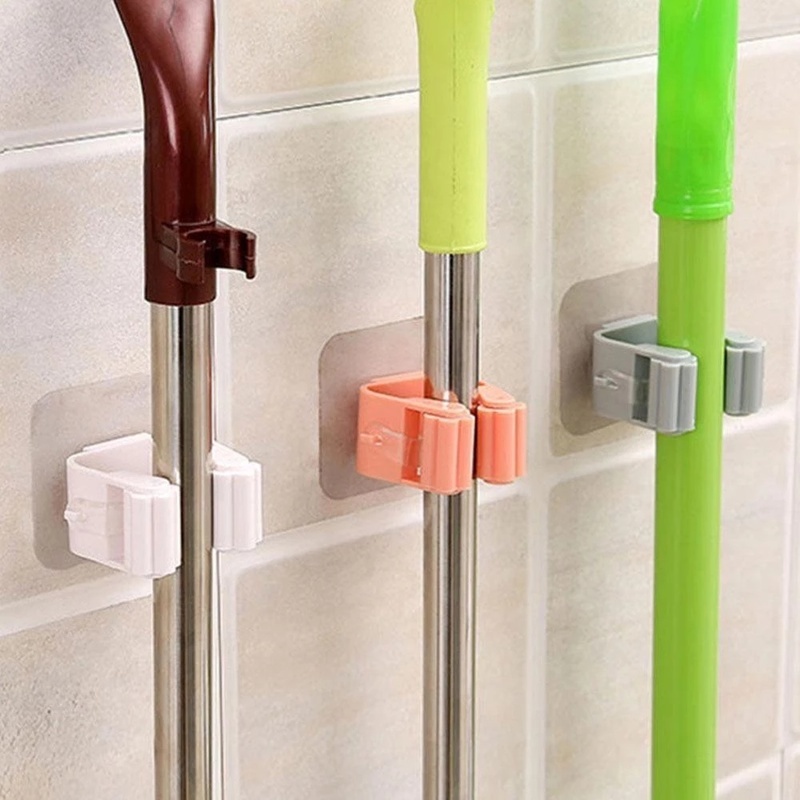 [Bán Chạy Promos] Móc Treo Cây Lau Nhà Gắn Tường Không Để Lại Dấu Vết / Móc Treo Chổi / Đồ Dùng Nhà Tắm / Nhà Bếp