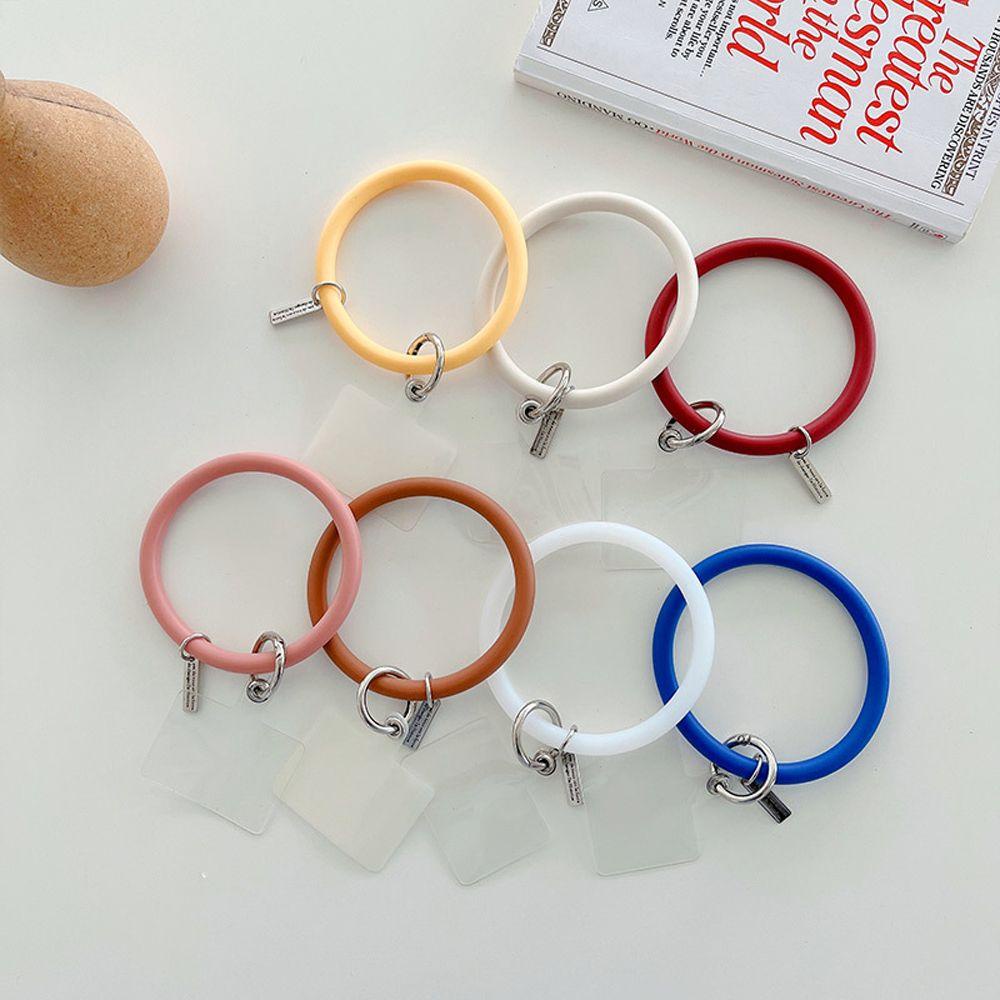 Ốp Điện Thoại Silicone Mềm Màu Trơn Chống Rơi Có Vòng Tay &amp; Móc Khóa Unisex
