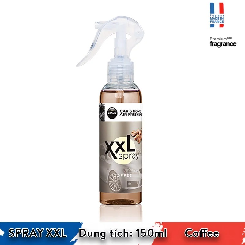 Chai xịt cafe Aroma Car hương cà phê caramel dịu ngọt 150ml Made in EU - Quà tặng lá thơm cờ Việt Nam