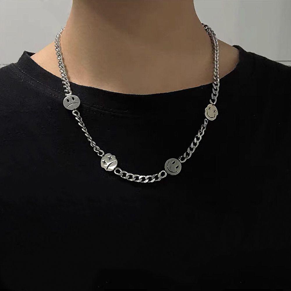EXPEN Vòng cổ Choker Hai Mặt Hình Mặt Cười Dễ Thương Sáng Tạo Phong Cách Hàn Quốc Dành Cho Nam Nữ