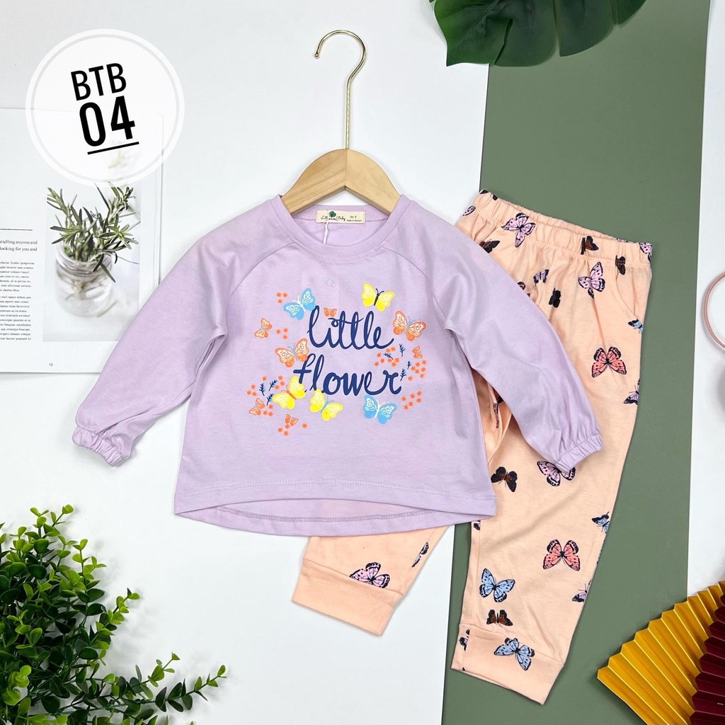 LITIBABY - Đồ bộ quần áo dài tay cotton mùa thu đông cho bé gái, size 1, 2, 3, 4, 5, 6, 7, 8, 9, 10 tuổi