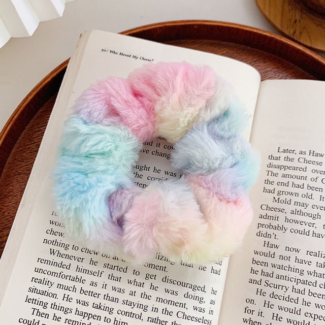 Dây cột tóc scrunchies màu sắc cầu vồng - UniLabel