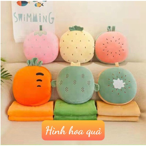 Thú nhồi bông kèm chăn hè tiện dụng trong nhiều hoàn cảnh, họa tiết -Heo hồng dễ thương