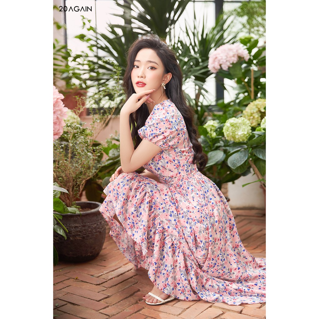 [Mã WABRWA15 giảm 15% đơn 300K] Đầm xòe xếp ly cổ 20Again DEA1310 | BigBuy360 - bigbuy360.vn