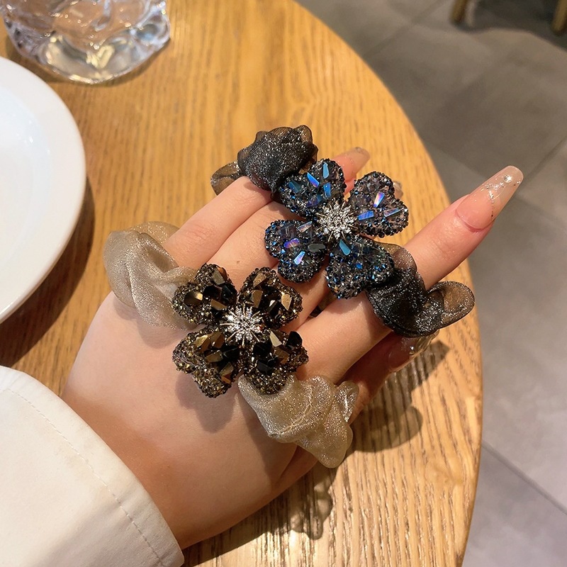 Dây Buộc Tóc Cao Su Bản Lớn Đính Đá Lấp Lánh Thời Trang Cho Nữ