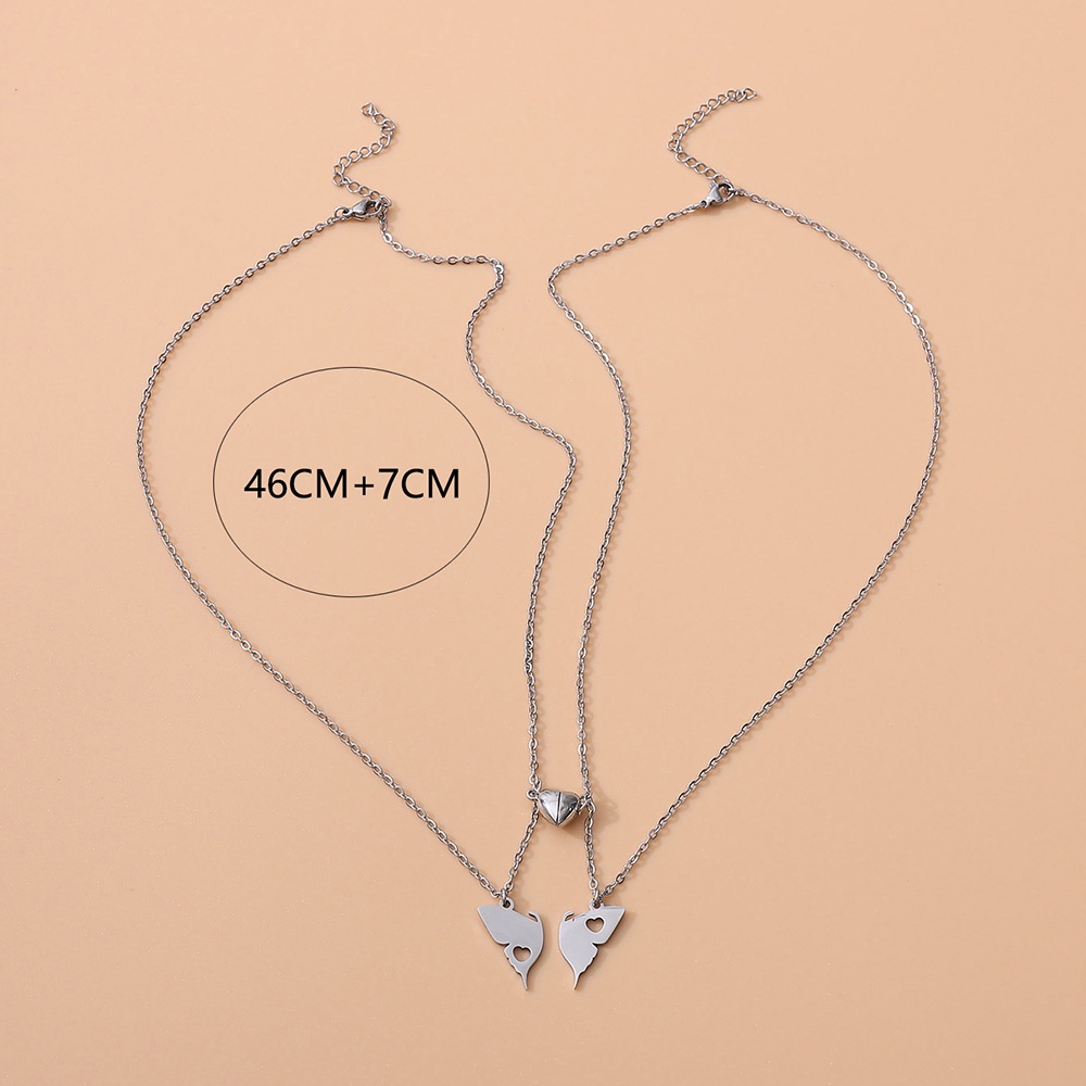 Bộ 2 Dây Chuyền Nam Châm Nhiều Màu Hình Bươm Bướm Đơn Giản Thời Trang