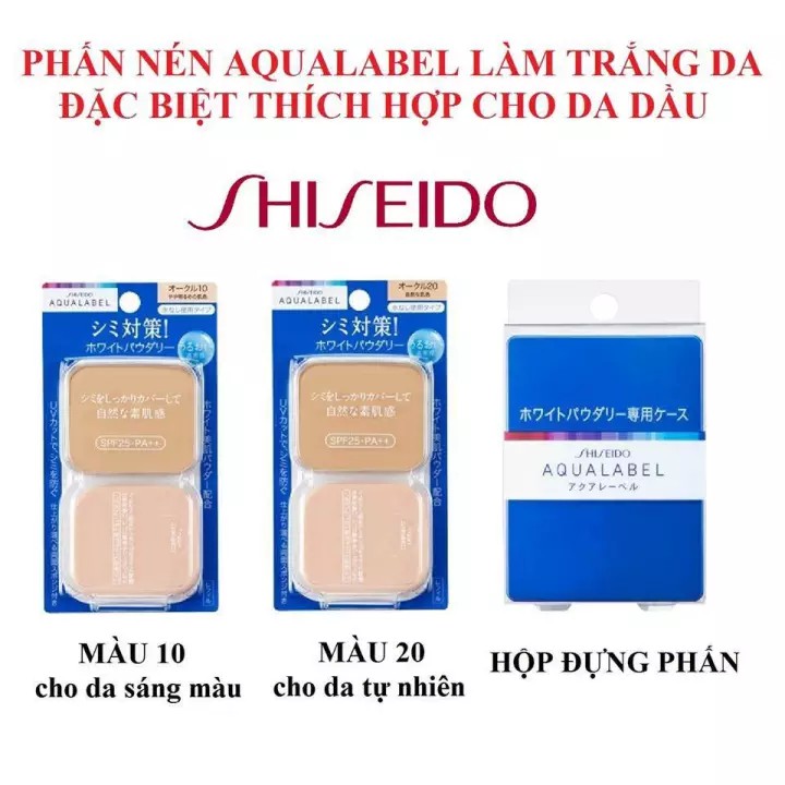 Lõi phấn phủ shiseido Aqualabel xanh đỏ Nhật Bản