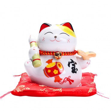 Mèo thần tài cao 11cm Kim phúc lâm môn, tượng mèo chiêu tài gốm sứ | BigBuy360 - bigbuy360.vn