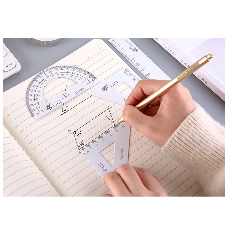 Bộ 4 thước kẻ ê ke, đo độ cho học sinh đồ dùng học tập văn phòng phẩm- A62