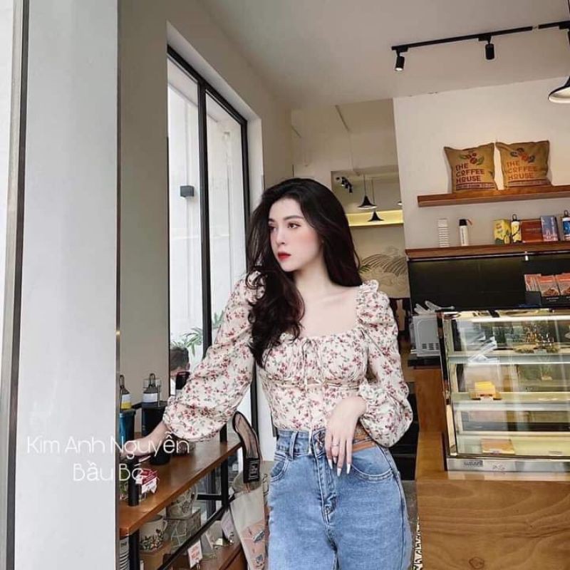 ÁO HOA NHÍ CỔ VUÔNG XUẤT DƯ