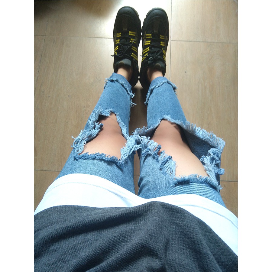 Quần Jean Baggy rách te tua