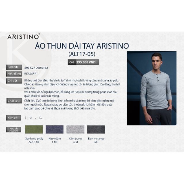 Combo ÁO THUN _ ARISTINO  rêu S
