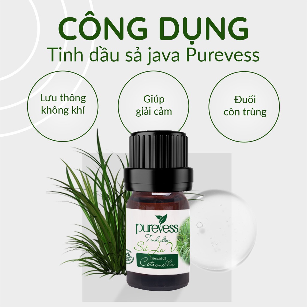 Tinh dầu Sả Java giúp sát trùng, khử mùi, đuổi côn trùng PUREVESS 10ml