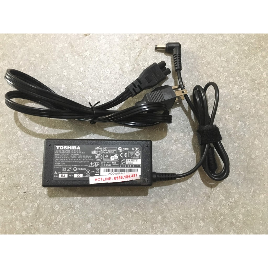 Sạc Laptop Toshiba 19V – 3.42A - 65W  Kèm dây nguồn