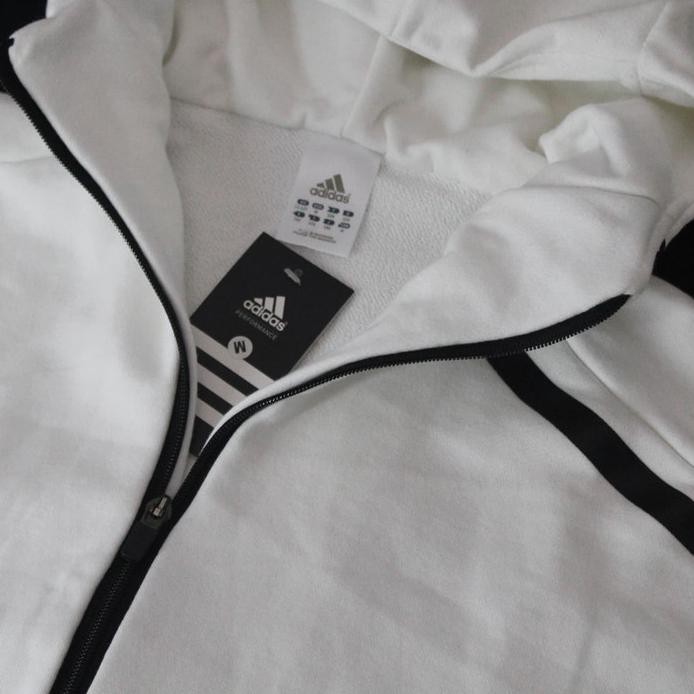 Áo Khoác Hoodie Màu Trắng In Logo Adidas Năng Động Thời Trang