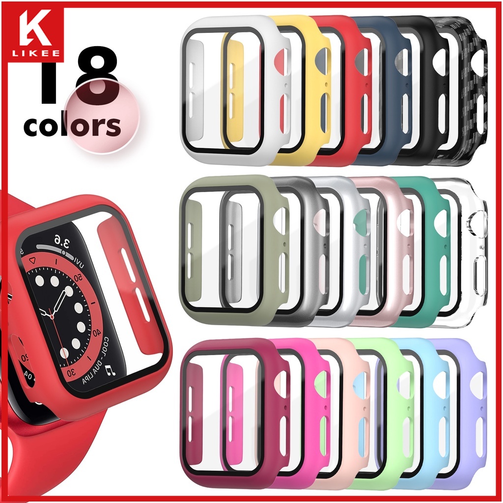 Ốp Bảo Vệ 360 Độ Bằng Nhựa Mặt Kính Cường Lực Cho Apple Watch Series 6 SE 5 4 3 2 1 iWatch 44mm 40mm 42mm 38mm