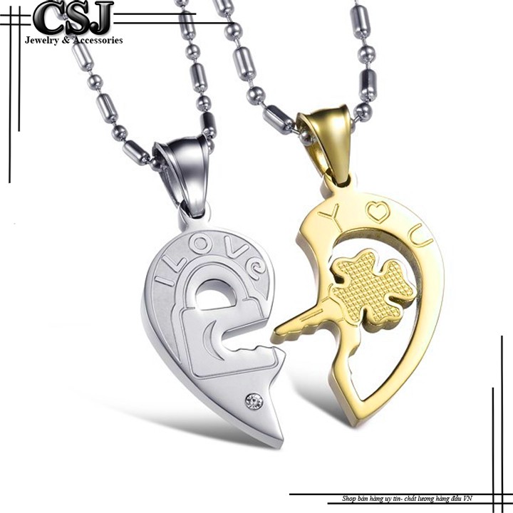 DÂY CHUYỀN CẶP INOX TRÁI TIM I LOVE YOU MC118 - siêu đẹpchuẩn thời trang