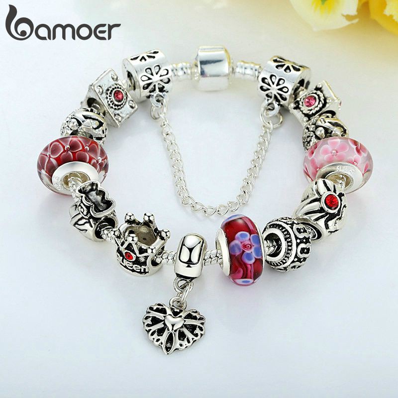 Vòng tay Bamoer PA1823 hạt hợp kim châu Âu không gỉ