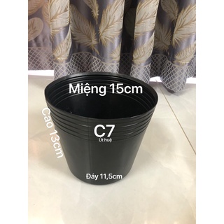 {50 Cái} Chậu Nhựa Bít Lổ C7 Nuôi Cá Màu Đen 15x13