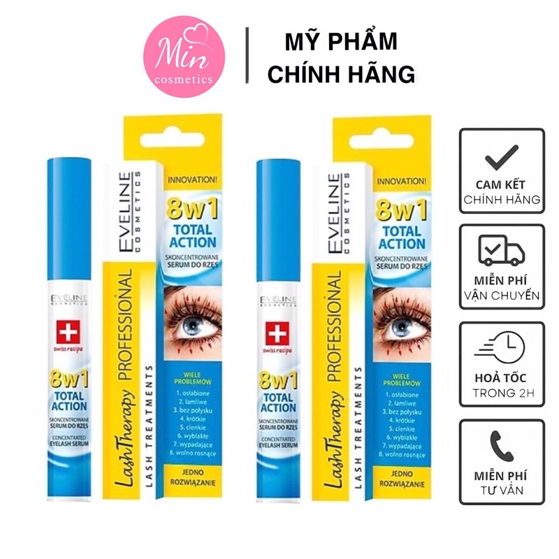 Huyết thanh Dưỡng mi Eveline 8in1 Total Action Lash Therapy professional