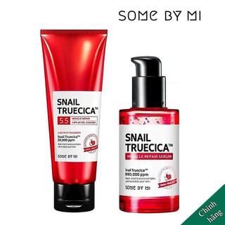 Combo Sữa Rửa Mặt + Serum Dưỡng Phục Hồi, Cải Thiện Vết Thâm, Sẹo Some By Mi Snail Truecica Miracle Repair (SRM+SERUM)