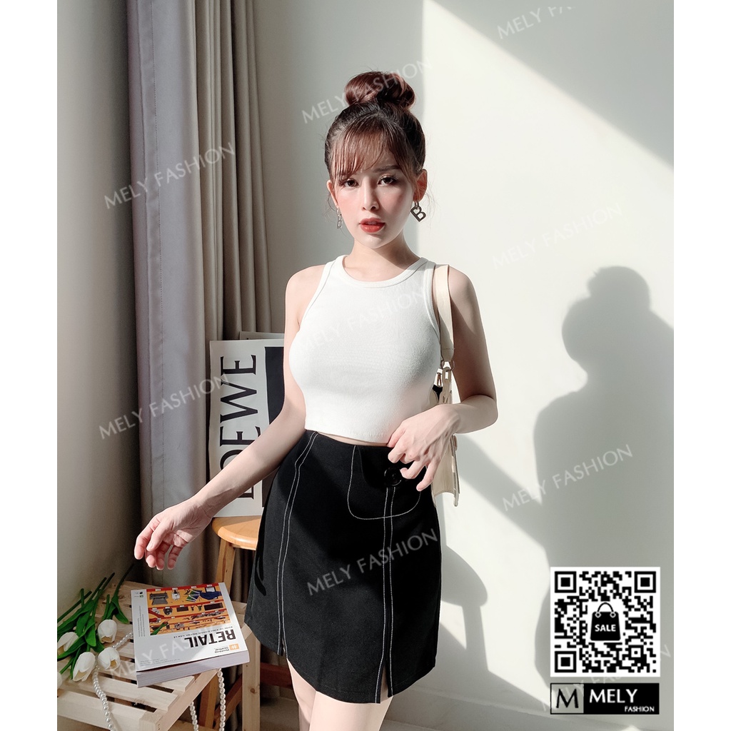 Chân váy ngắn chữ A chỉ nổi đơn giản đẹp sang trọng vô cùng tôn dáng Mely's Fashion CV09