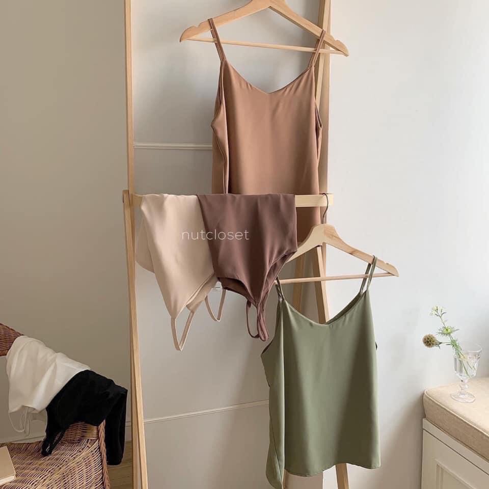 Áo 2 dây basic vintage siêu hot 2020 freesize - Áo hai dây nhiều màu chất đũi lụa( kèm ảnh thật ) - CM Shop