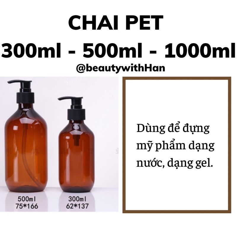 Chai nhựa PET vòi nhấn ( 300ml - 500ml - 1000ml )