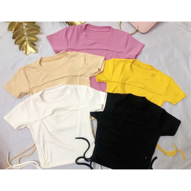 Áo croptop nữ rút dây eo kiểu khoét ngực cá tính