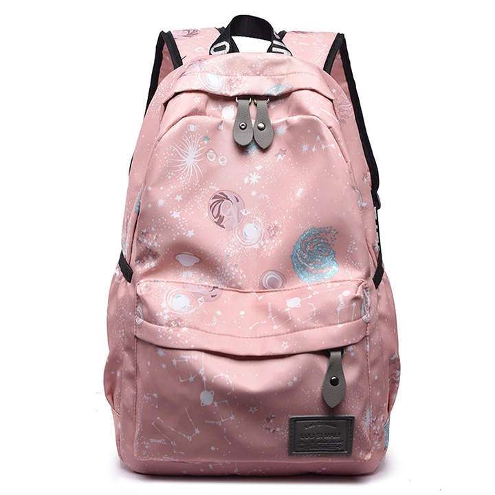 Balo nữ vải dù chống nước họa tiết galaxy phong cách Hàn Quốc size 42cm BALO-539