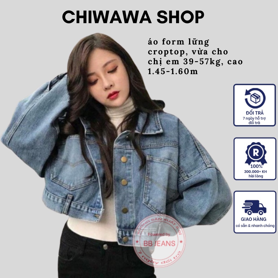 [Chiwawa shop] ÁO KHOÁC JEAN NỮ 4 CÚC SAU LƯNG (XANH JEAN) CROPTOP SIÊU HOT 2021
